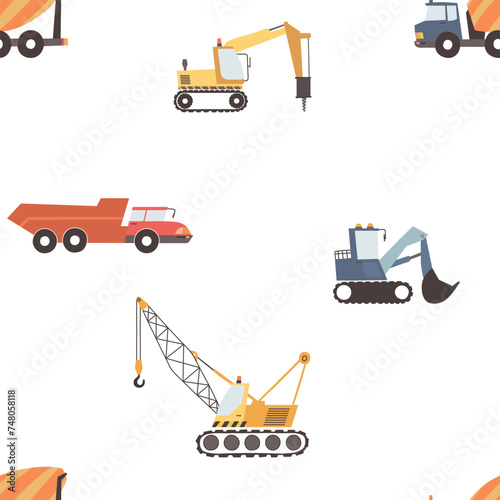 Seamlees pattern with construction machines