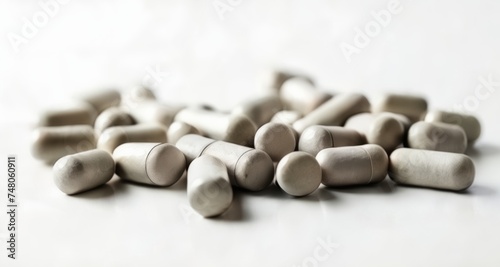  A collection of white pills on a white surface