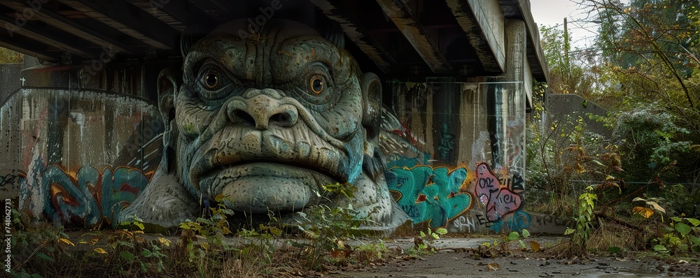 The Fremont Trolls gaze hidden beneath a bridge a guardian of the forgotten corners of the city
