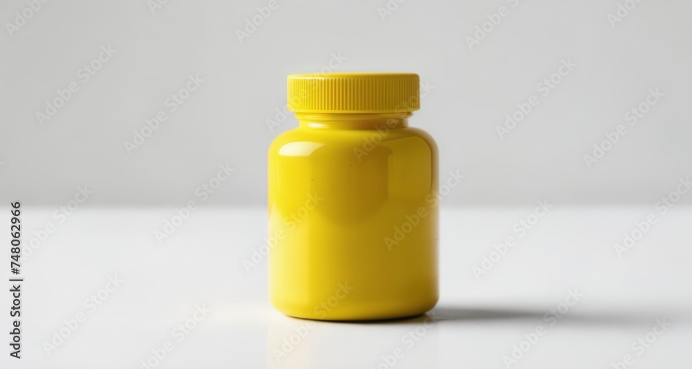 Yellow plastic bottle with cap, isolated on white Yellow plastic bottle with cap, isolated on white