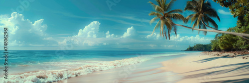 Panorama view of tropical nature abstract background. Summer and environment concept. Generative ai. © tonktiti