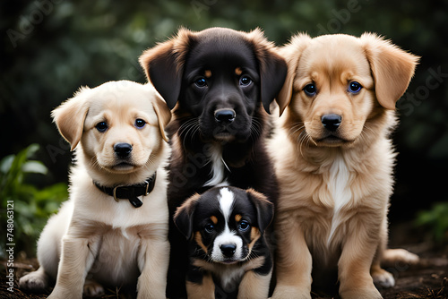 a puppy family. Generative AI