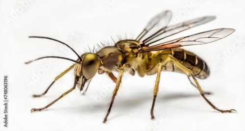  Close-up of a bee in flight, showcasing its intricate details and vibrant colors