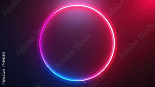 Neon Colorful Circle on Dark Background. Geometric, Light, Effect, Color, Bright, Shiny, Disco, Led 