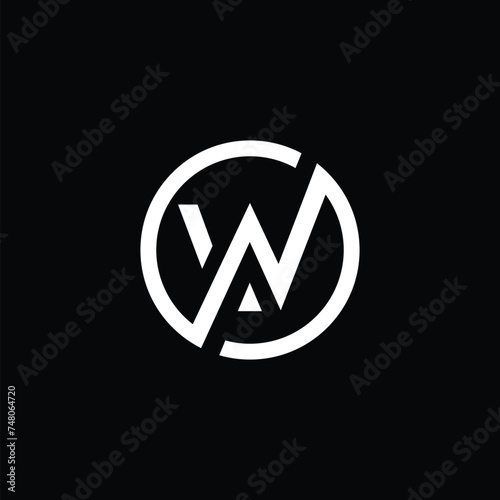 WA circle logo. Vector flat design wa circle logo template