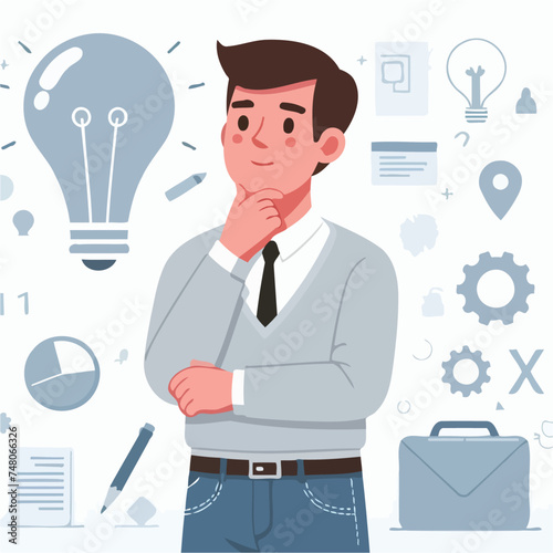 Vector Illustration of Man Getting Idea