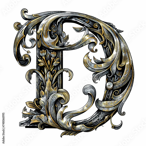 D Victorian Letter with ornament