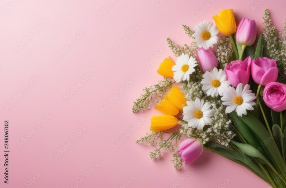 bouquet of flowers on a plain background with space for text bouquet of flowers on a plain background with space for text