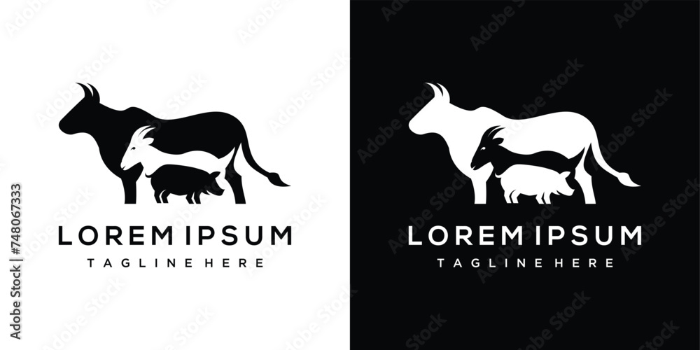 livestock logo design, livestock logo concept vector illustration