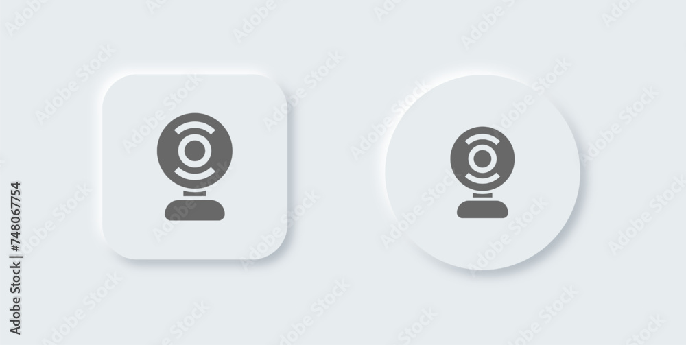 Cctv solid icon in neomorphic design style. Security signs vector illustration. Cctv solid icon in neomorphic design style. Security signs vector illustration.