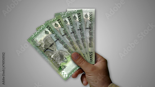 Guyana Dollar growing pile of money in hand concept 3d illustration