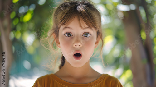 Retrato de una niña  con expresión sorpresa