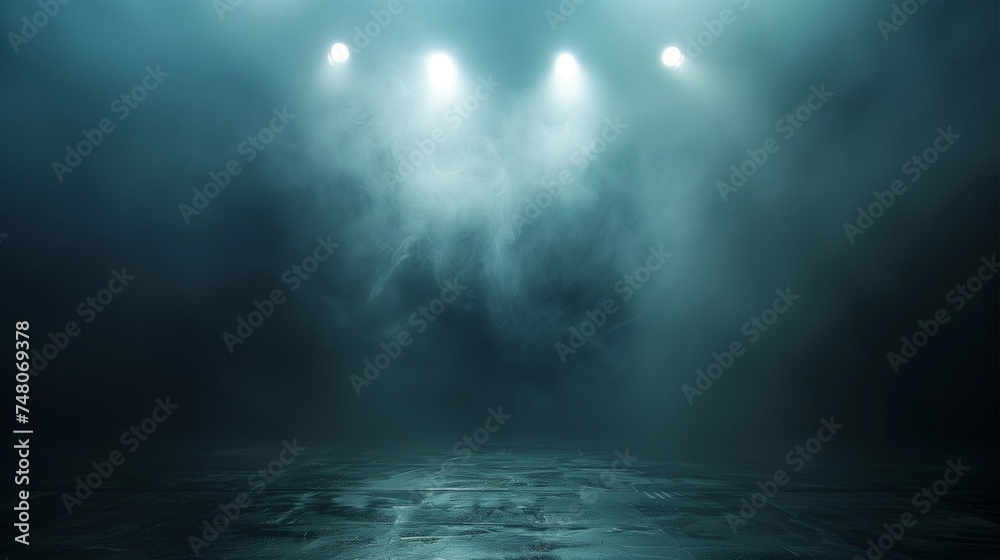 Fototapeta premium empty stage smoke and spotlights
