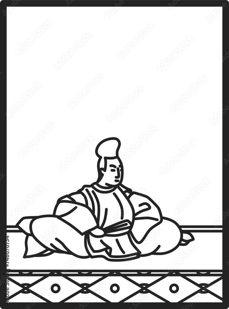 シンプル線画百人一首 左京大夫顕輔 シンプル線画百人一首 左京大夫顕輔