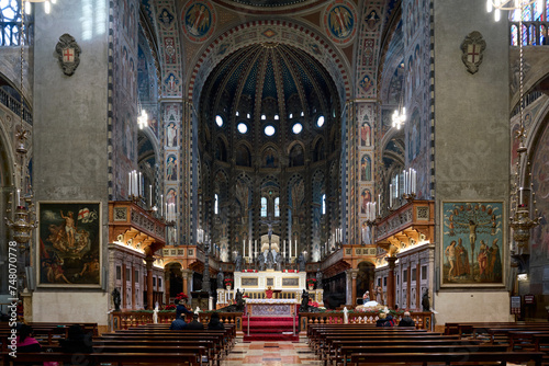 The central nave of the Basilica of Saint Anthony of Padua (Basilica di Sant'Antonio di Padova), medieval church in Padua, Italy