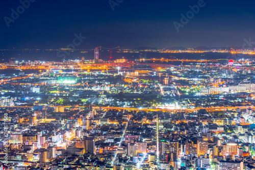 大阪 あべのハルカスからの夕景夜景