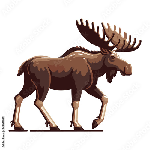 Moose buck elk full body vector illustration, zoology illustration, wild animal moose design template isolated on white background