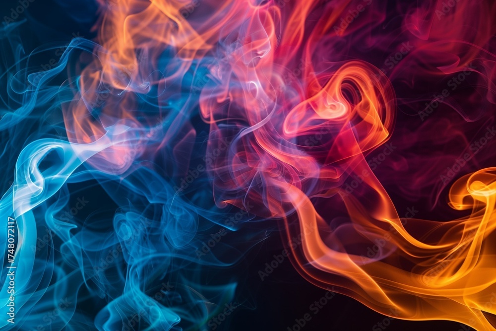 dark abstract background with orange, blue smoke dark abstract background with orange, blue smoke