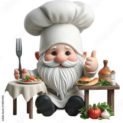 A Watercolor Gnome Chef Clipart