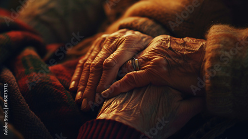 Helping hands care for the elderly concept.