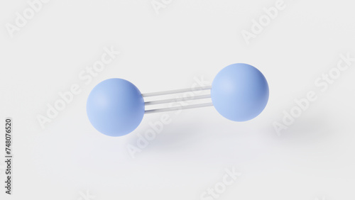 nitrogen molecule 3d, molecular structure, ball and stick model, structural chemical formula dinitrogen photo