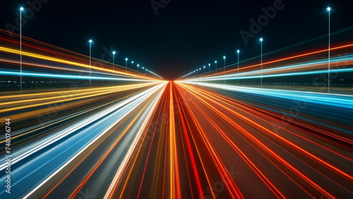 lights of cars with night. long exposure, light trails on the street