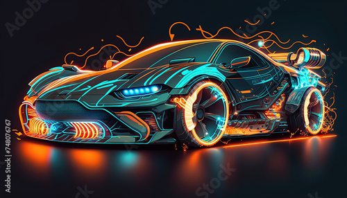 sport car technology futuristic neon
