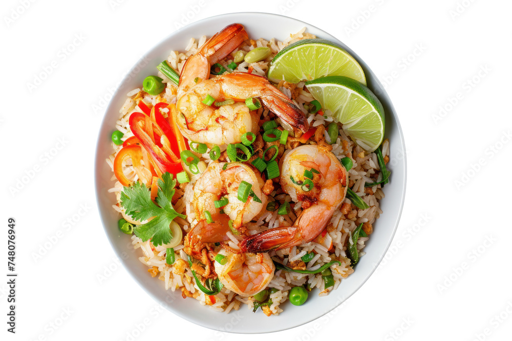 Shrimp fried rice. Fried rice, healthy Thai food, isolated on a transparent background. Shrimp fried rice. Fried rice, healthy Thai food, isolated on a transparent background.