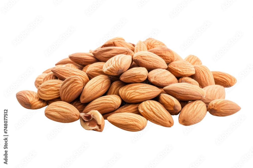 Pile of peeled almonds on transparent background isolated Pile of peeled almonds on transparent background isolated
