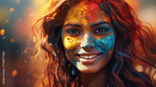 Holi painted girl.