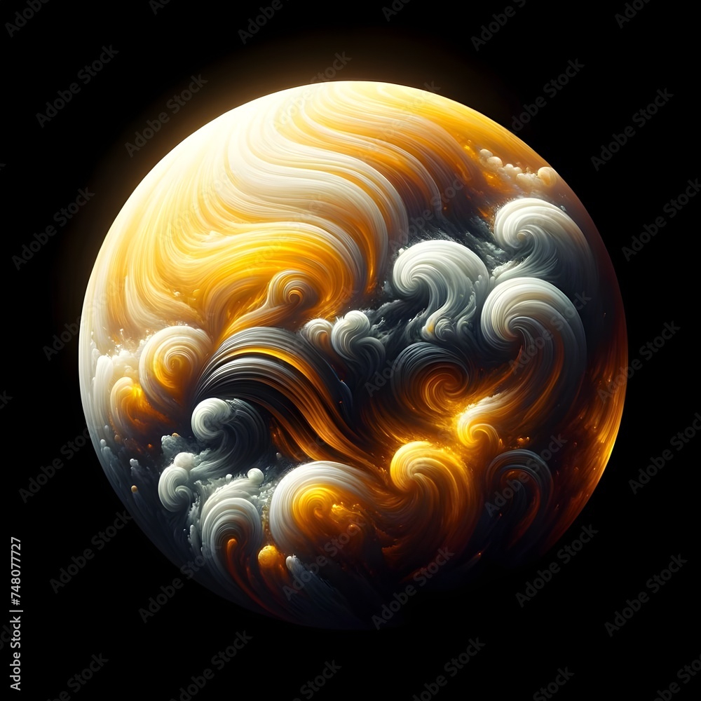 Abstract Swirls on Planetary Body Illustration Abstract Swirls on Planetary Body Illustration