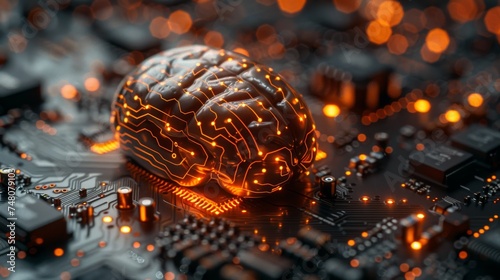 Brain illustrating artificial intelligence (AI), machine learning, and another modern computer technologies concept.