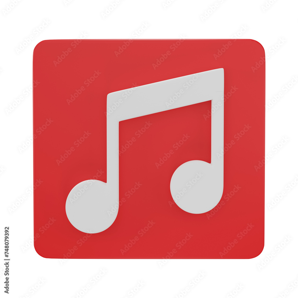 Music note isolated on transparent background. 3D render Music note isolated on transparent background. 3D render