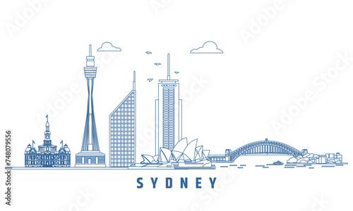 sydney city line art  vector illustration isolated on white background photo