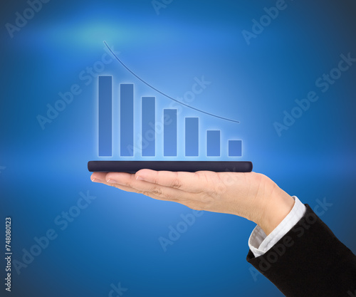 Business Concept: Business Growth Chart and Hologram