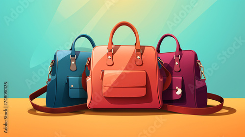 Illustration of Bags in Color Isolated on Color
