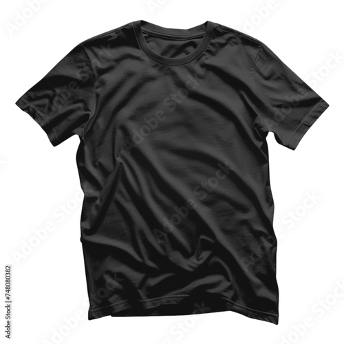 blank black t-shirt with wrinkles for a realistic feel on transparent background