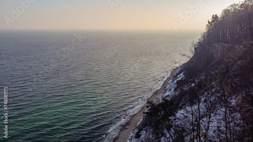 Orłowski Cliff at the Baltic Sea in Orłowo, Gdynia, Poland photo