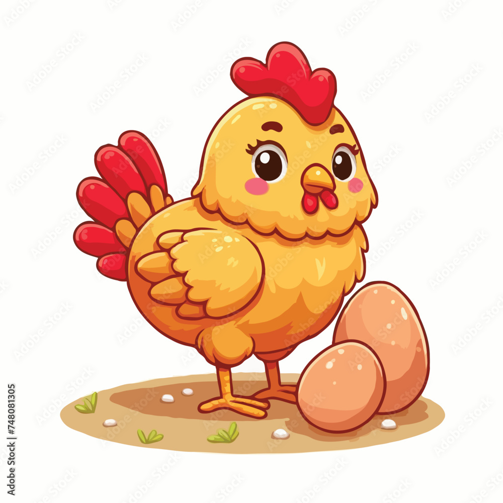 Cute chicken vector on white background. Cute chicken vector on white background.