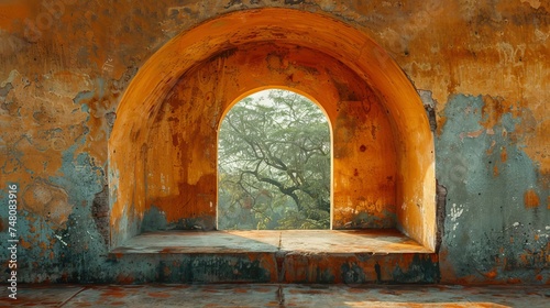 Village semicircular arch photographed architecturally