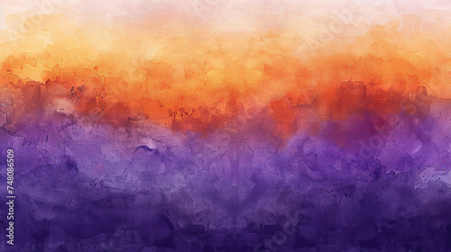 abstract watercolor backdrop featuring a sunset sky where the horizon blends orange and purple hues in a seamless gradient