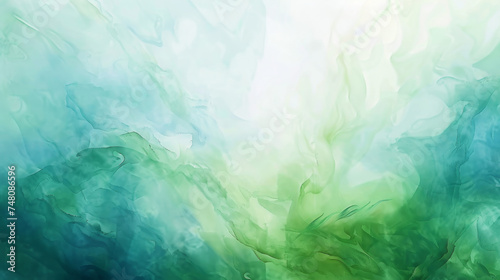 wallpaper design of abstract watercolor in shades of green  featuring whimsical plants and flowers