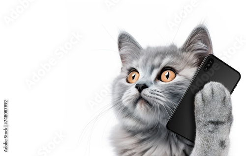 cat using mobile phone