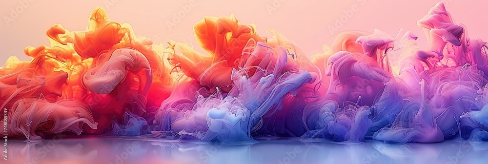 Acrylic Lilac Colors Ink Water Abstract, Background Banner HD