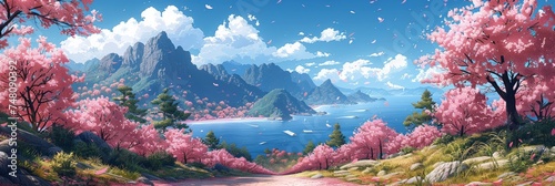 Beautiful Pink Kawazu Cherry Blossoms, Background Banner HD photo