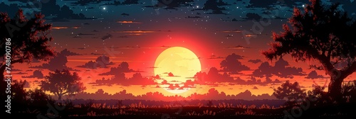 Blazing Beautiful Summer Sunset Vertical, Background Banner HD