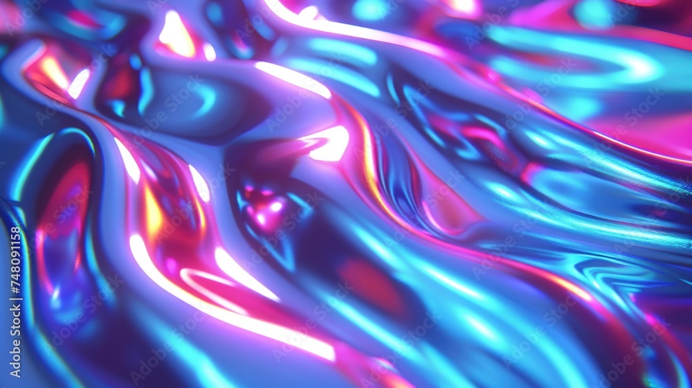 Electric Blue and Neon Pink Holographic Liquid Texture. This image captures a fluid holographic texture with vibrant electric blue and neon pink hues creating a lively 3D ripple effect.
Electric Blue and Neon Pink Holographic Liquid Texture. This image captures a fluid holographic texture with vibrant electric blue and neon pink hues creating a lively 3D ripple effect.