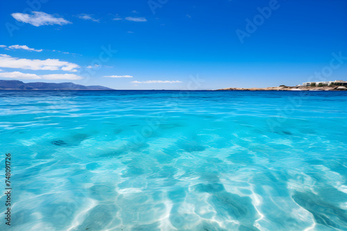 Eternal Blue: A Mesmerizing Azure Waterscape Adorned by a Clear Blue Sky