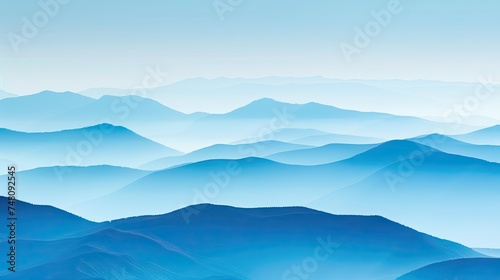 Serene Blue Mountain Layers in Mist