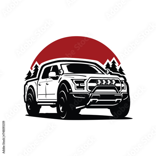 Double cabin 4x4 vehicle pickup truck vector art illustration isolated in white background photo